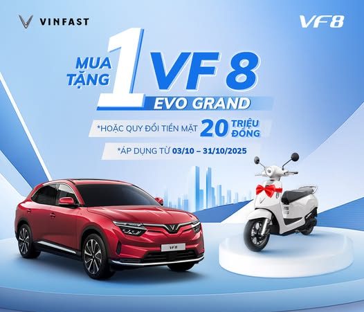 VF8 (Gia Đình): GIẢM TRỰC TIẾP 20 TRIỆU ĐỒNG (Quy đổi quà tặng)